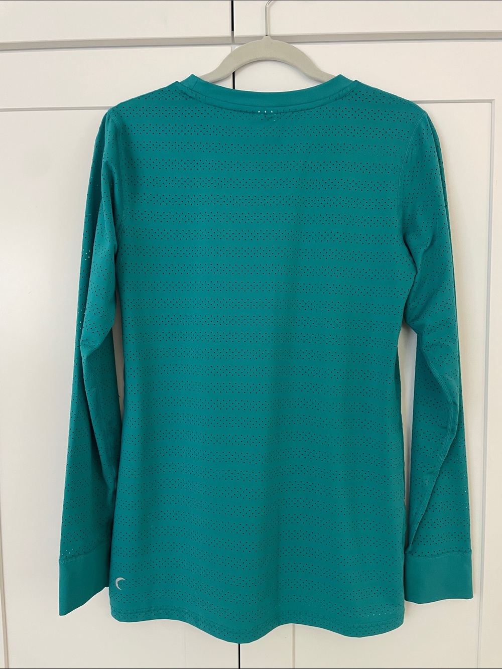 Women's Long Sleeve Perforated Tee - Teal - Picture 4 of 4